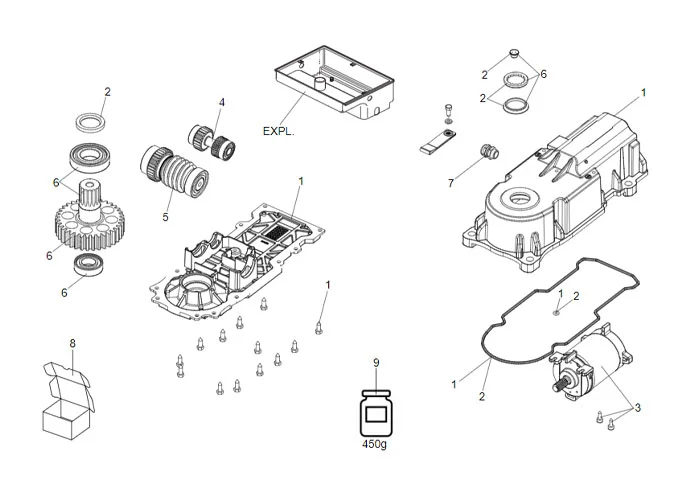 faac spare parts page for motor 770n 24v