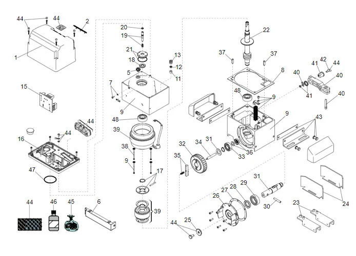 faac spare parts page for motor 844 r 3ph 230v