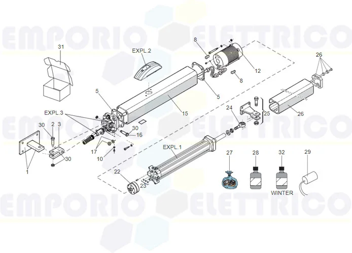 faac spare parts page for motor 400 sbs