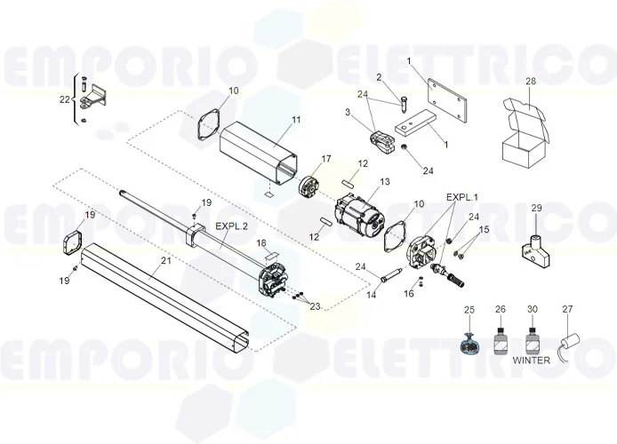 faac spare parts page for motor 402 sbs