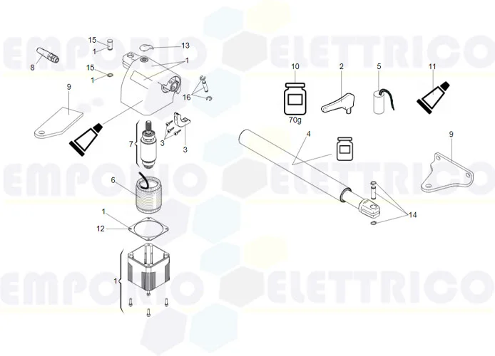 faac spare part page for motor 414 p l sx