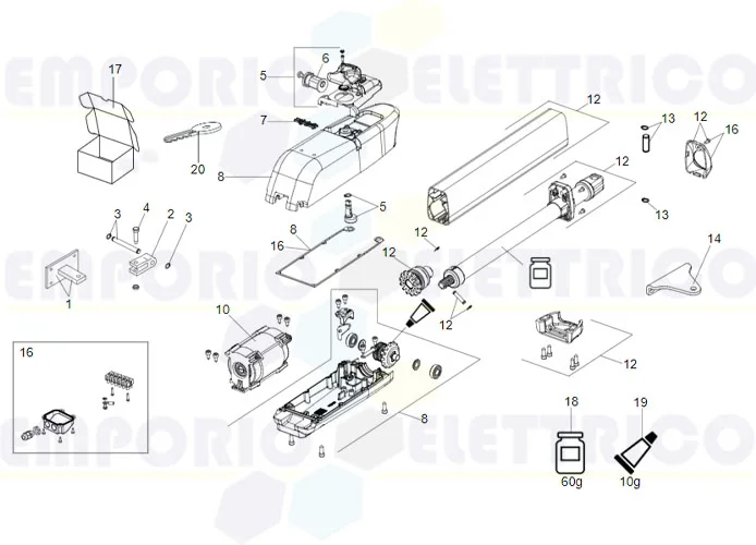 faac spare part page for motor 415 24v l