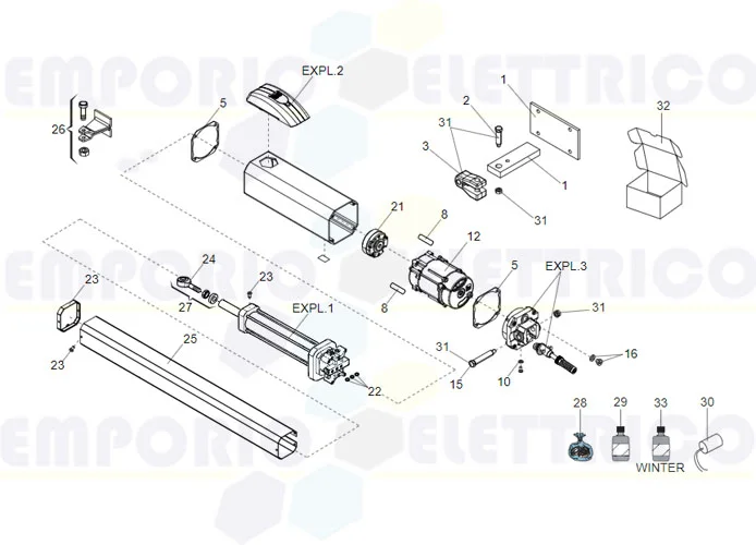 faac spare parts page for motor 422 cbc ped