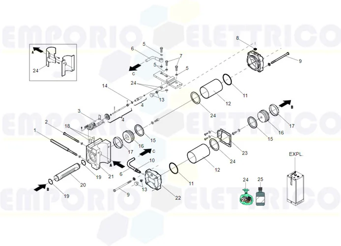 faac spare parts page for motor 760 sbs sr restyling