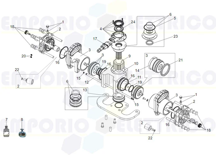 faac spare parts page for motor s700h jack 100°