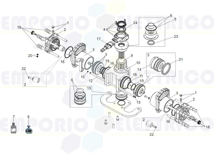 faac spare parts page for motor s700h jack 180°