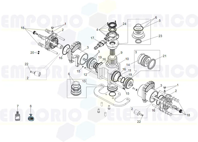 faac jack motor spare parts page s800h 180°