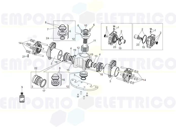 faac jack motor spare parts page s800 100° 