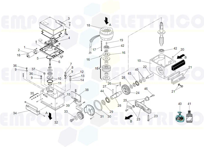 faac spare parts page for motor 746 emc