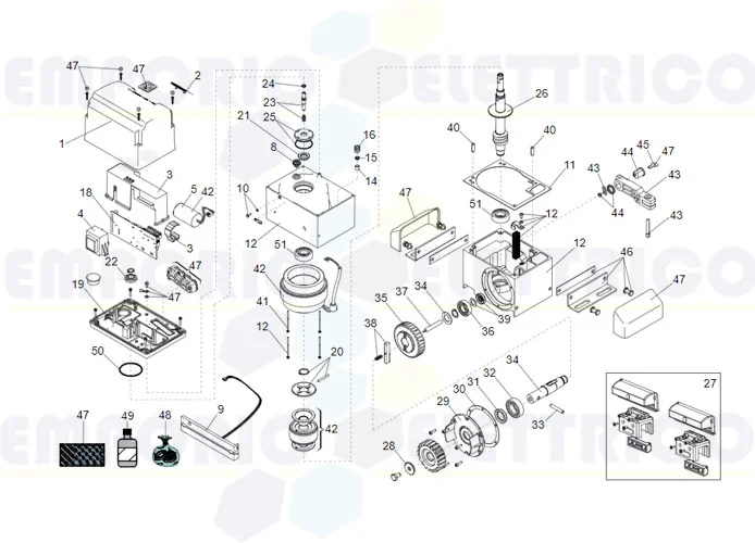 faac spare parts page for motor 844 er