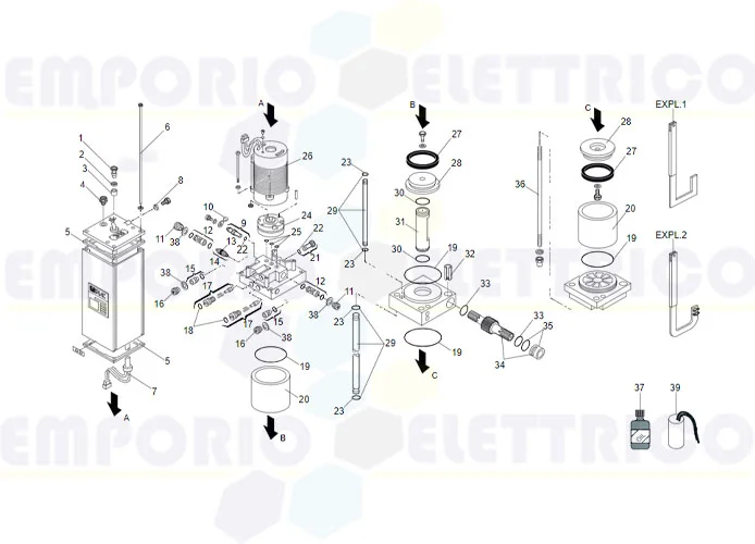 faac spare parts page for motor 593