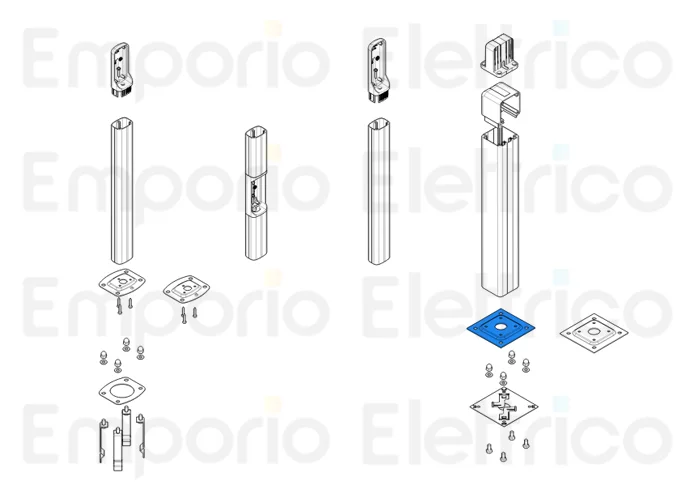 came spare part column anchorage base 70x70 mm 119rir001